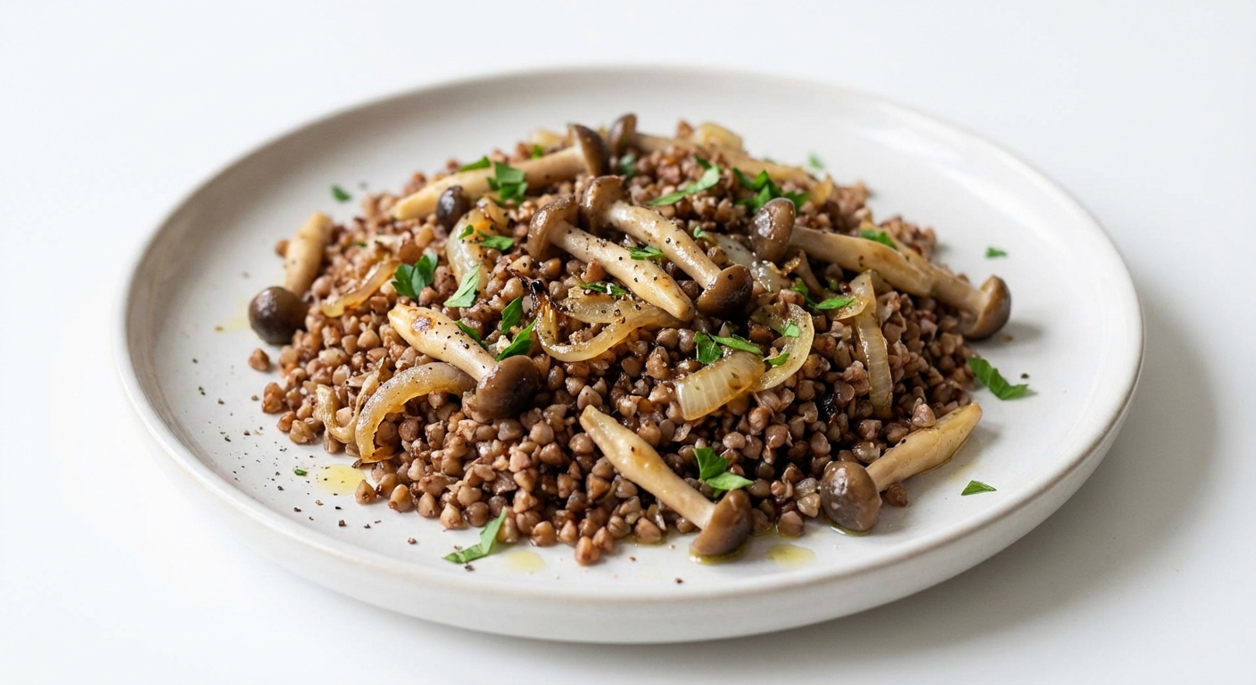 Kasza Gryczana z Shimeji i Cebulą