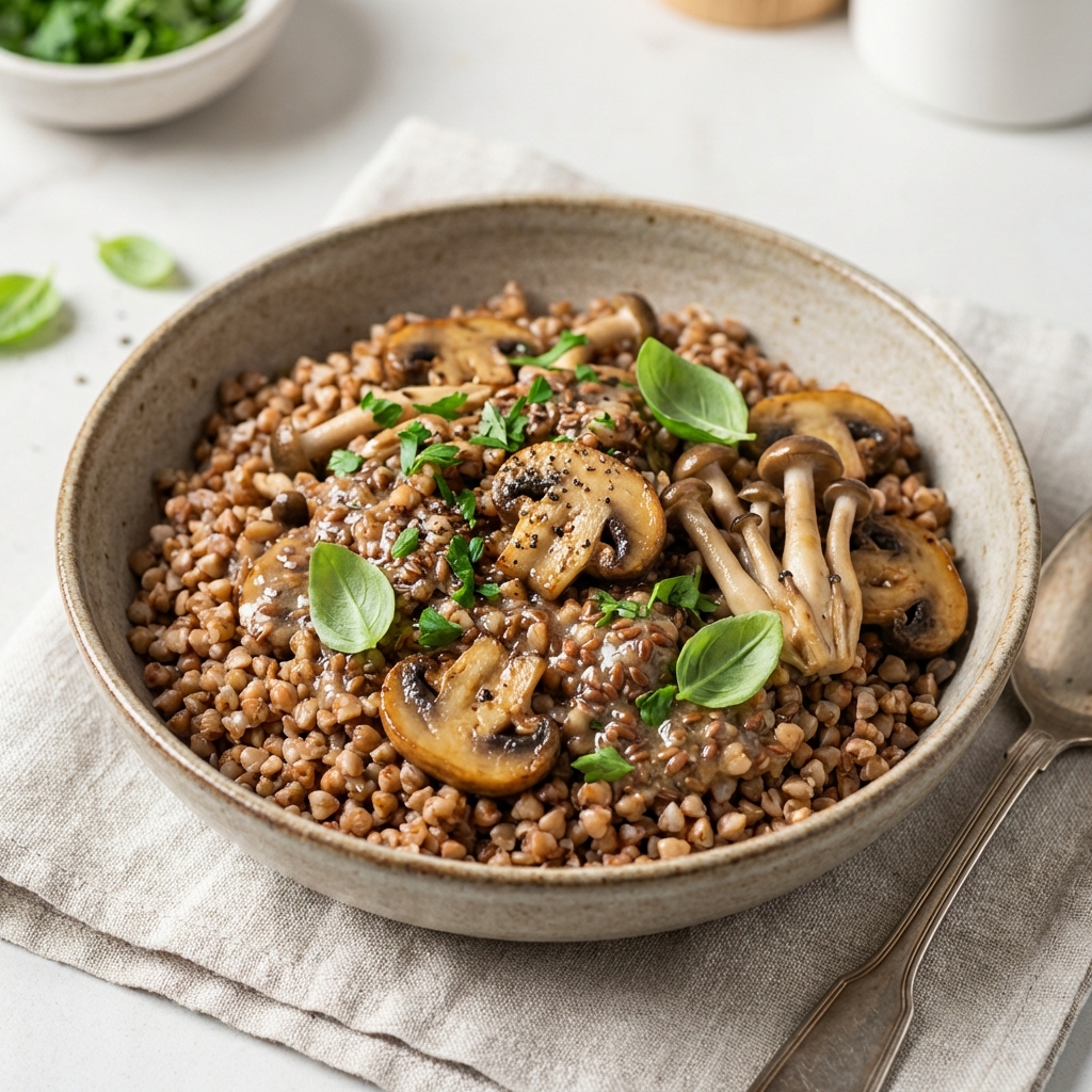 Kasza Gryczana z Grzybami w Sosie