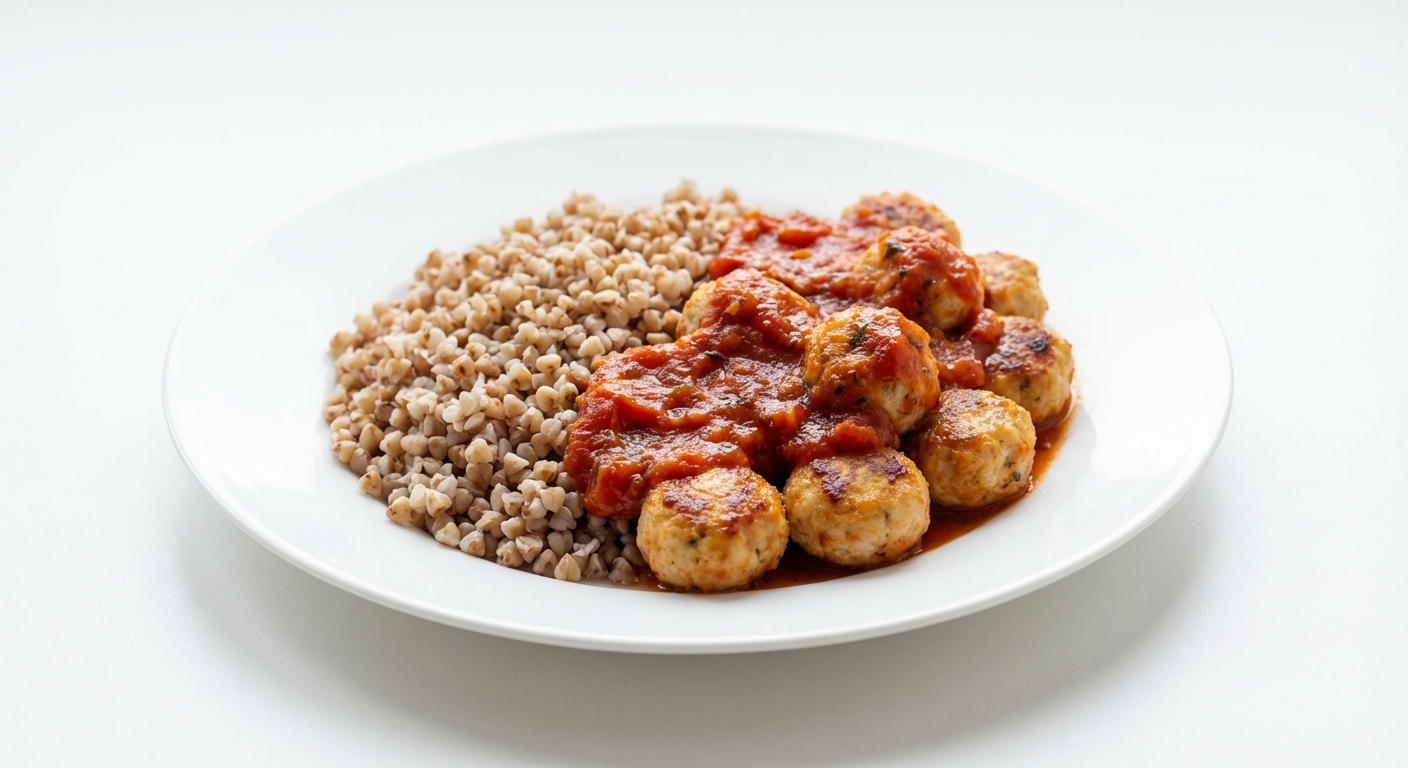 Gryczana z Pulpetami w Sosie Pomidorowym