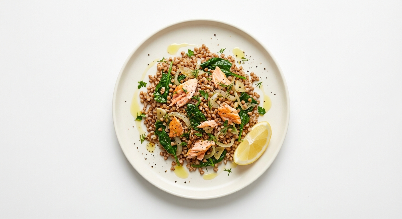 Gryczana z Łososiem, Szpinakiem i Cytryną