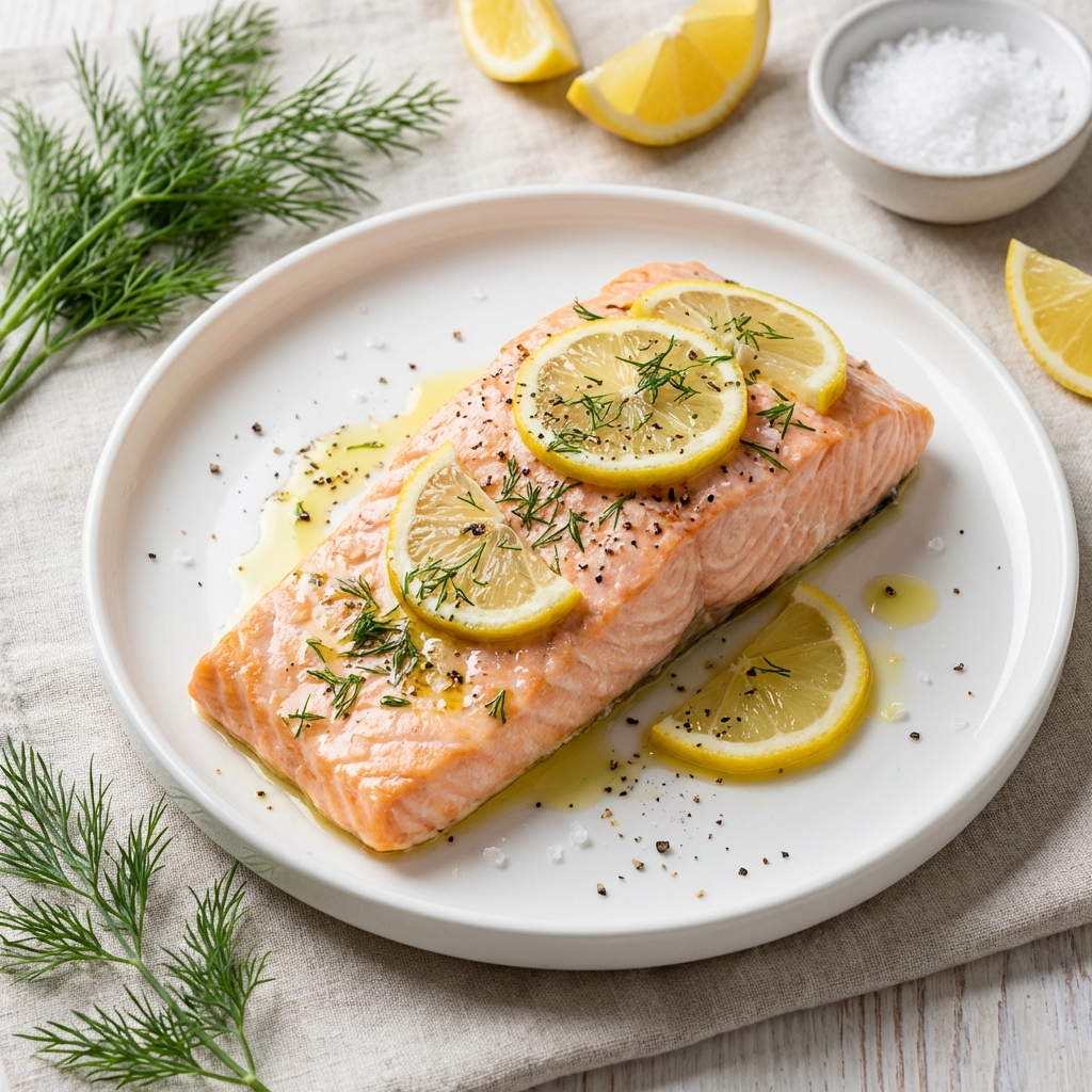 Parowany Łosoś z Cytryną i Koperkiem