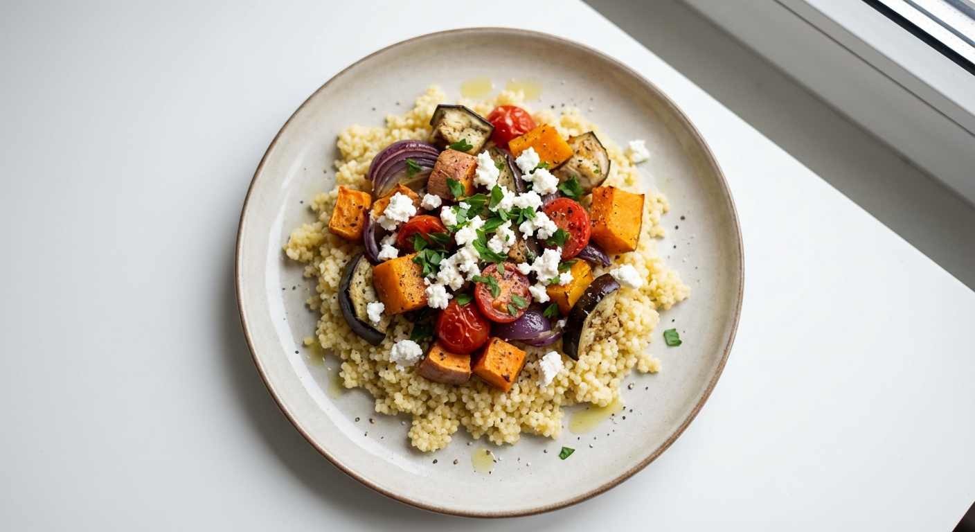 Jaglana z Pieczonymi Warzywami i Twarogiem