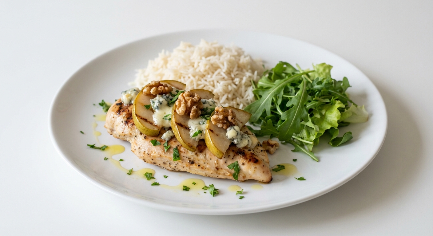 Grillowany kurczak z gruszką i gorgonzolą