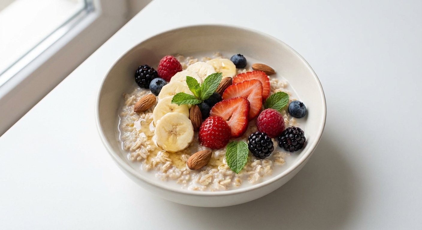 Owsianka z Mlekiem Migdałowym i Owocami