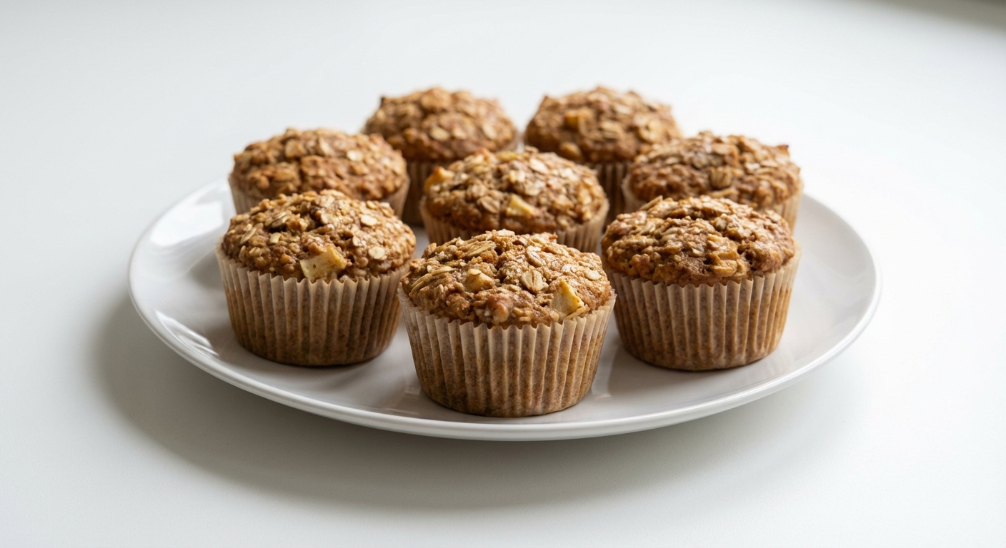 Owsiane Muffinki z Jabłkiem, Miodem i Otrębami