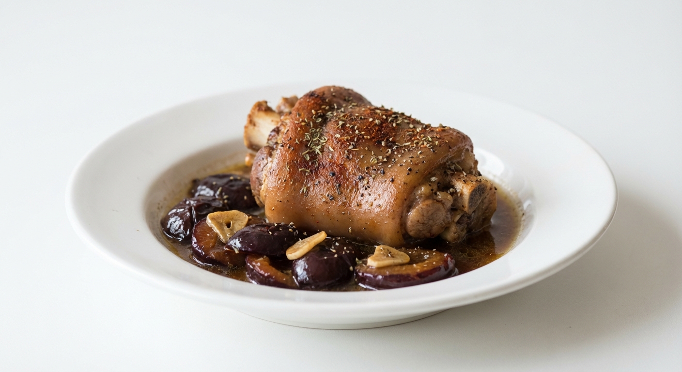 Golonka Duszona ze Śliwkami i Majerankiem