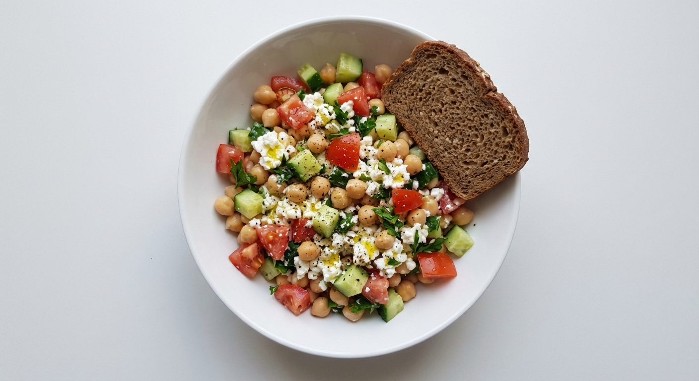 Sałatka z Ciecierzycy, Twarogu i Warzyw