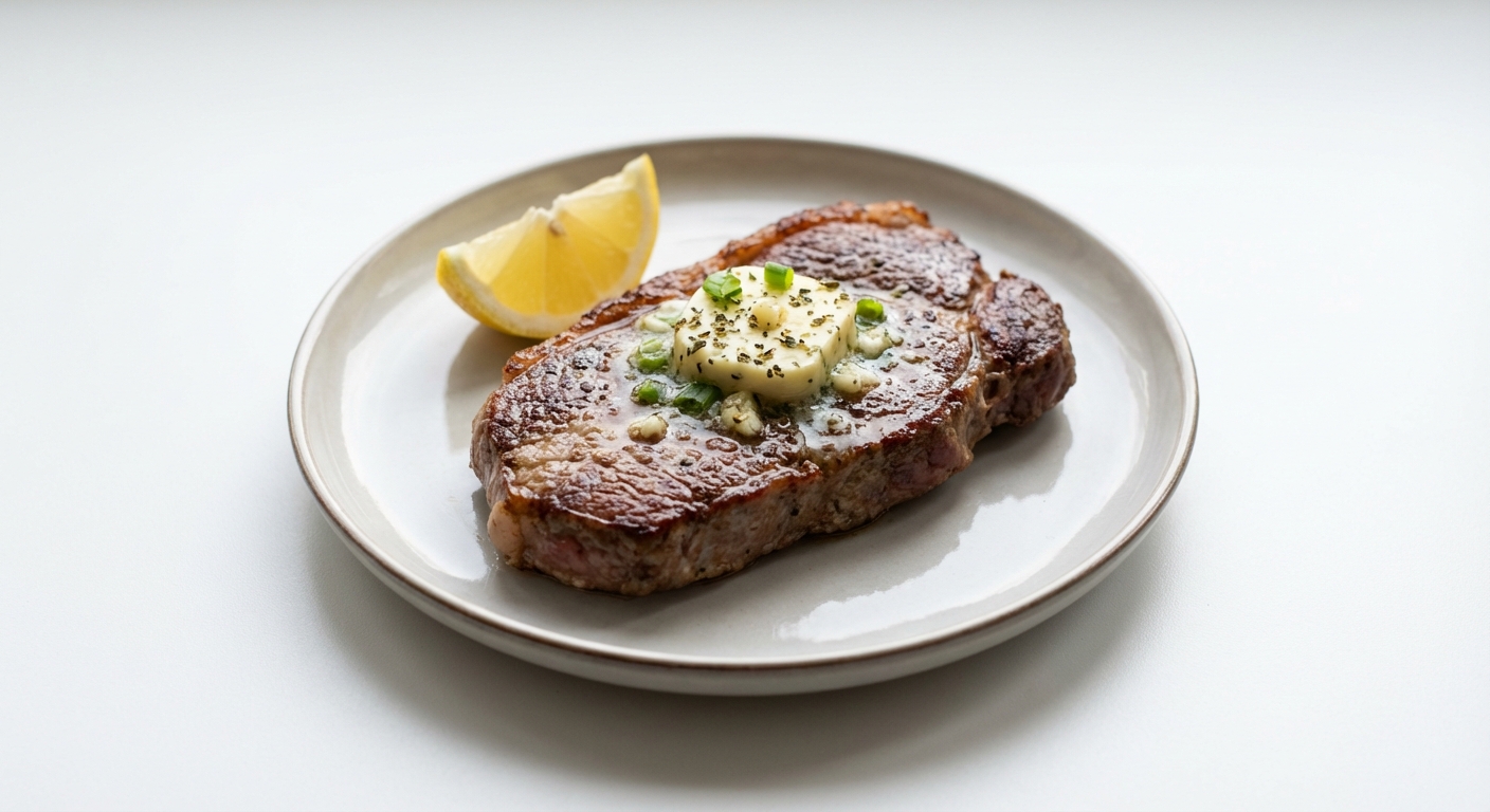 Rostbef z masłem ziołowo-czosnkowym