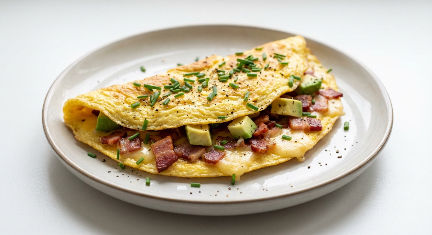Omlet z Awokado, Boczkiem i Goudą