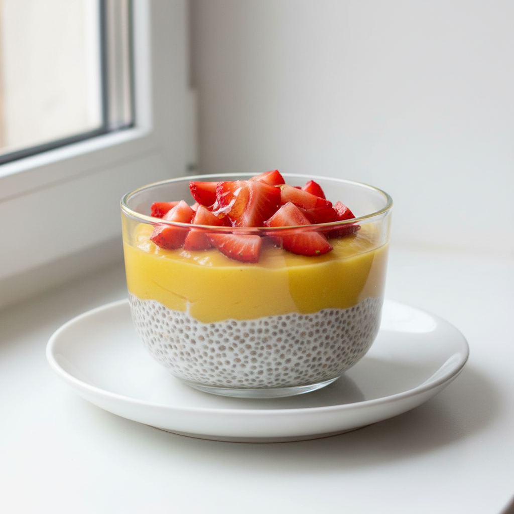 Truskawkowo-Mango Pudding Chia z Miodem