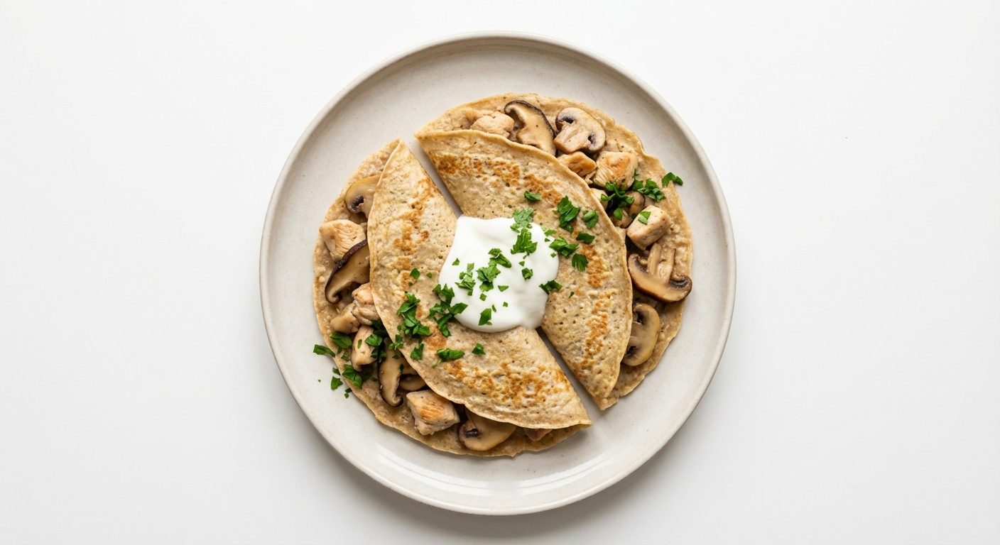 Naleśniki owsiane z kurczakiem i grzybami