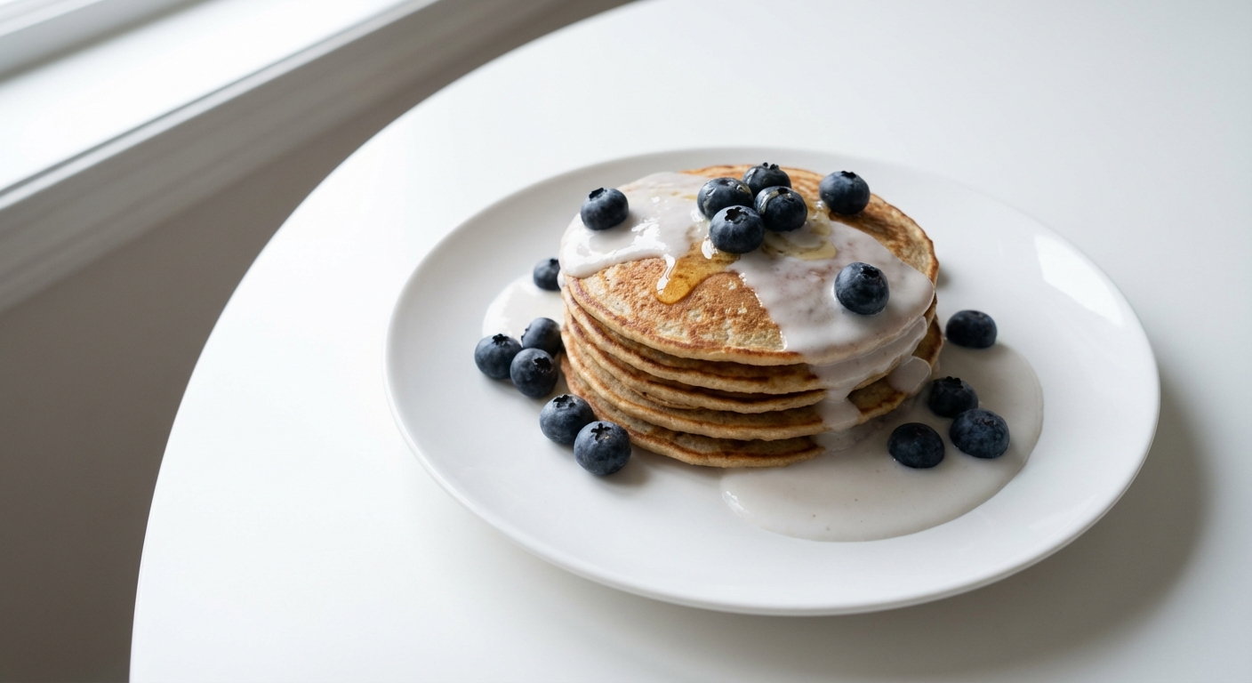Owsiano-Kokosowe Naleśniki z Borówkami i Śmietanką