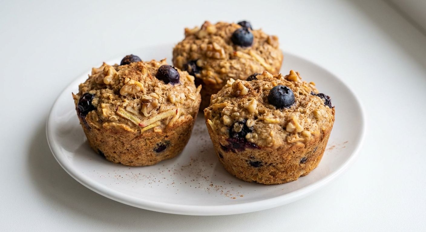 Owsiane Muffiny z Jabłkiem i Miodem