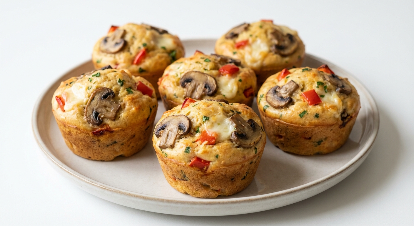 Muffinki z Pieczarkami, Papryką i Mozzarellą