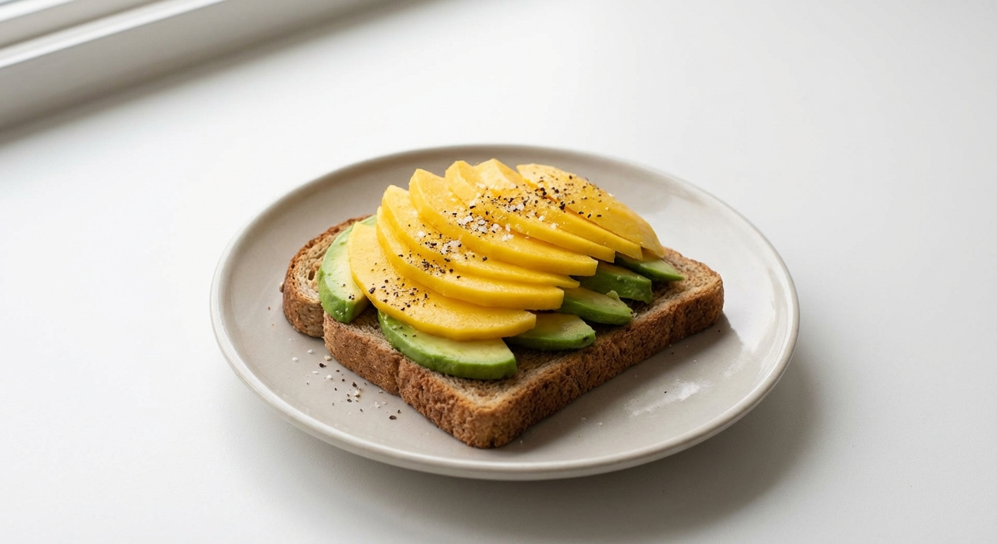 Razowy tost z mango i awokado