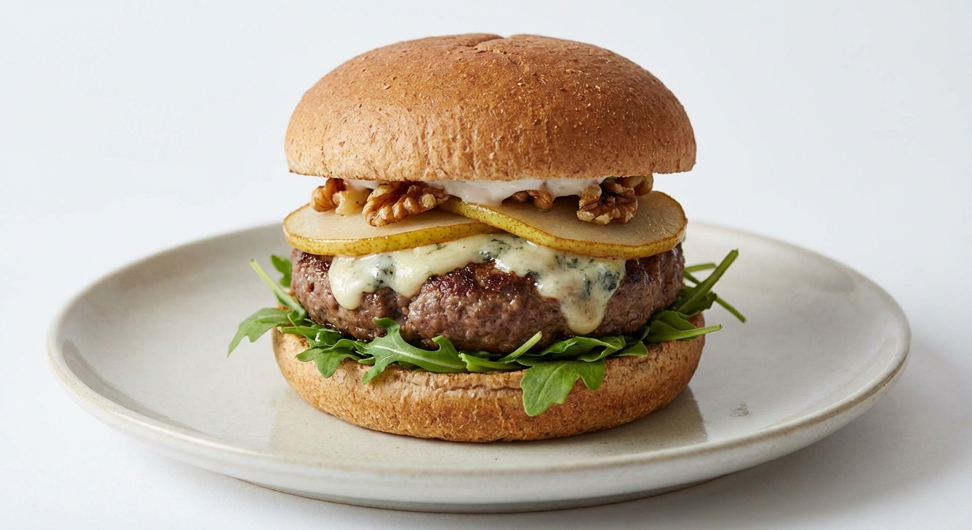 Burger z Gorgonzolą, Gruszką i Orzechami