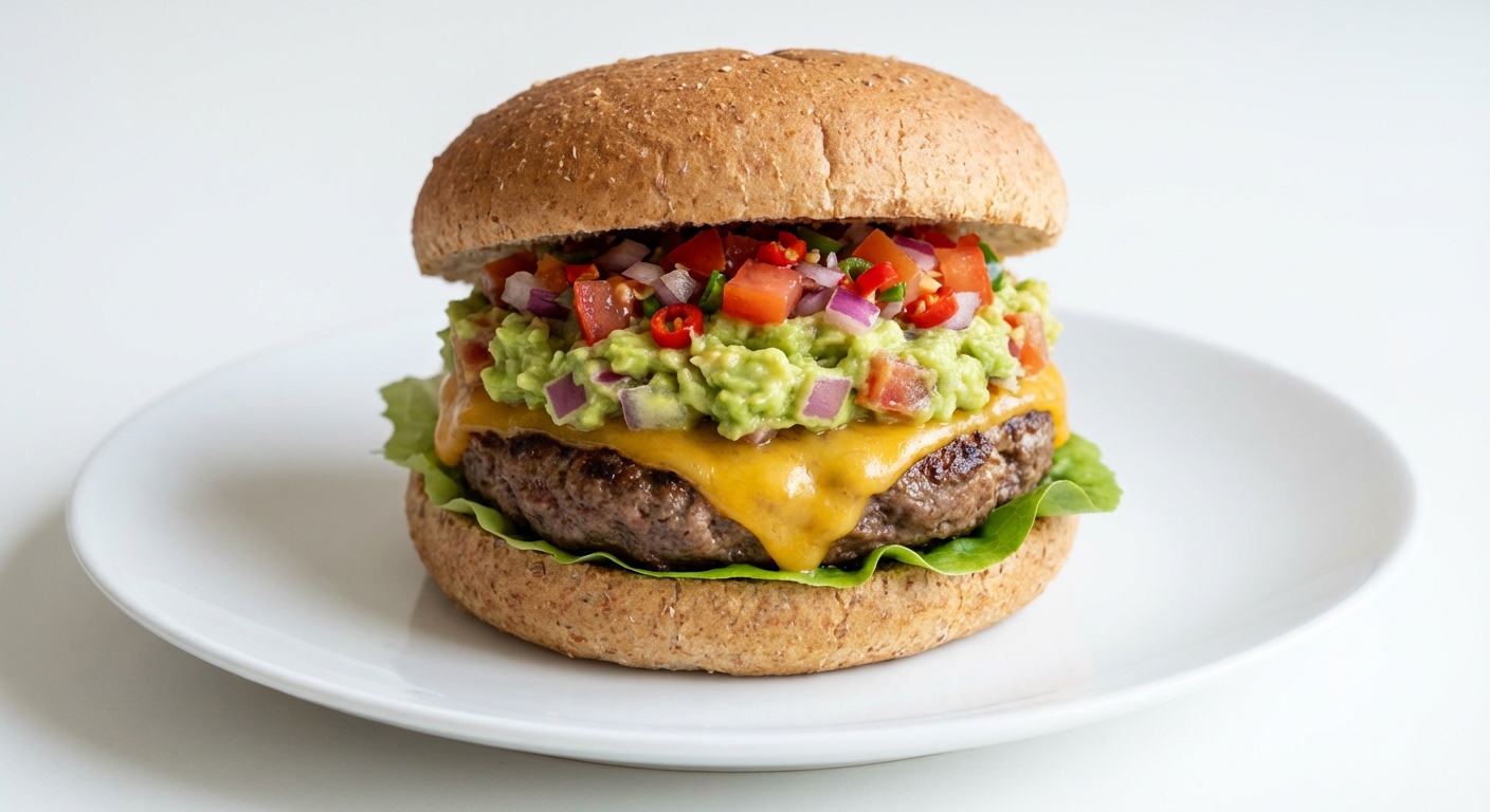 Wołowy Burger z Awokado i Cheddarem