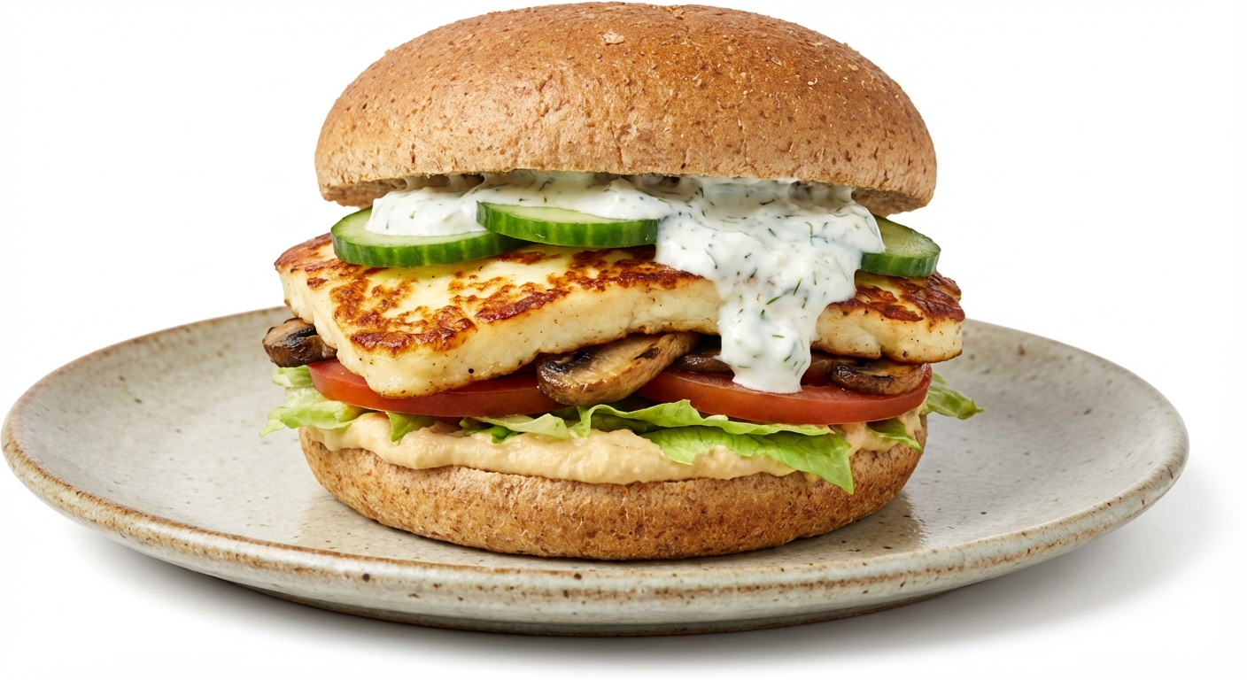 Halloumi Burger z Hummus i Tzatziki