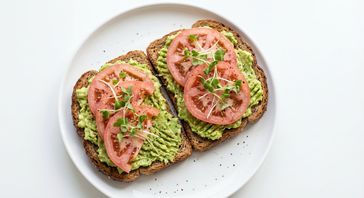 Razowe Kanapki z Awokado, Pomidorem i Kiełkami