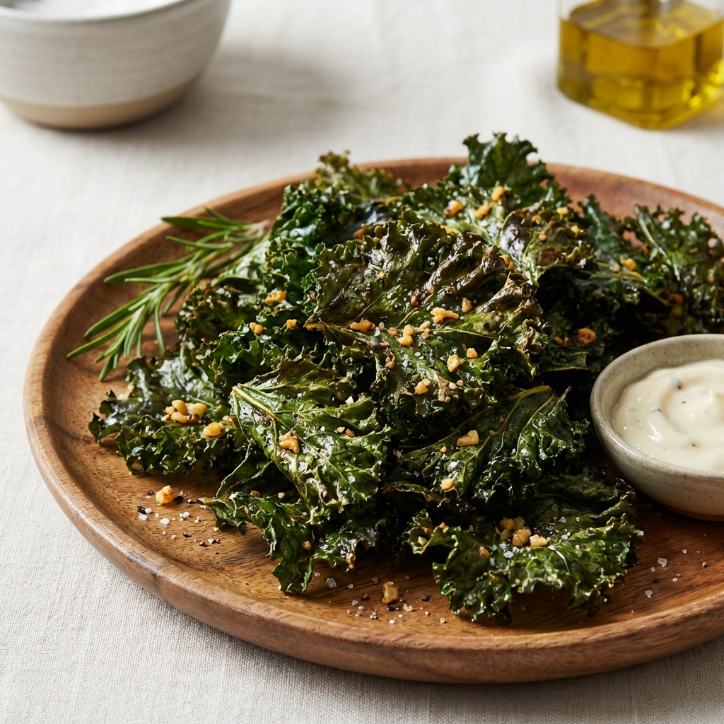 Chrupiące Chipsy z Jarmużu z Czosnkiem