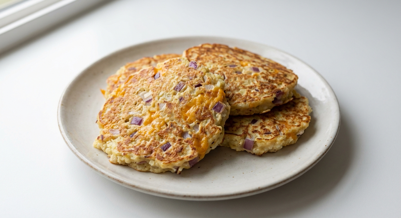 Kalafiorowe Placki z Cheddarem i Cebulą