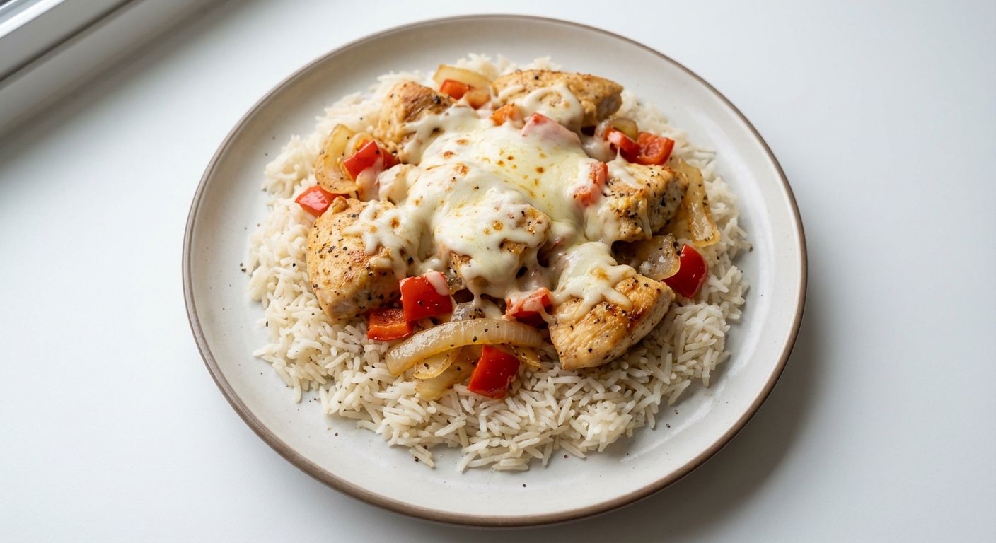 Kurczak z Ryżem, Papryką i Mozzarellą