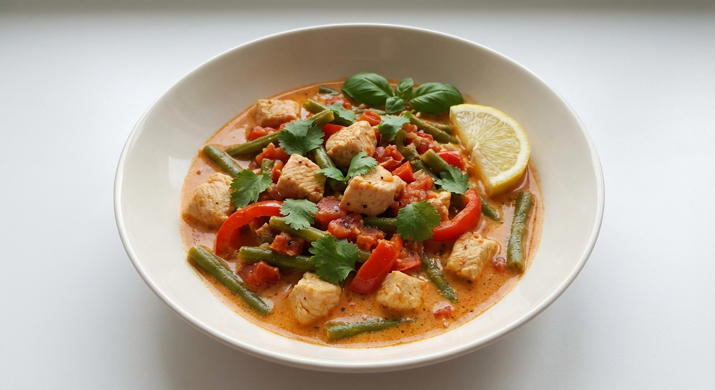 Indyk w Curry Kokosowym z Warzywami