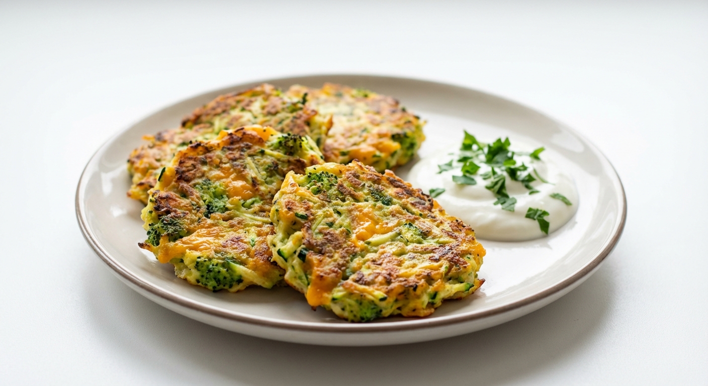 Placki z brokuła, cukinii i cheddara