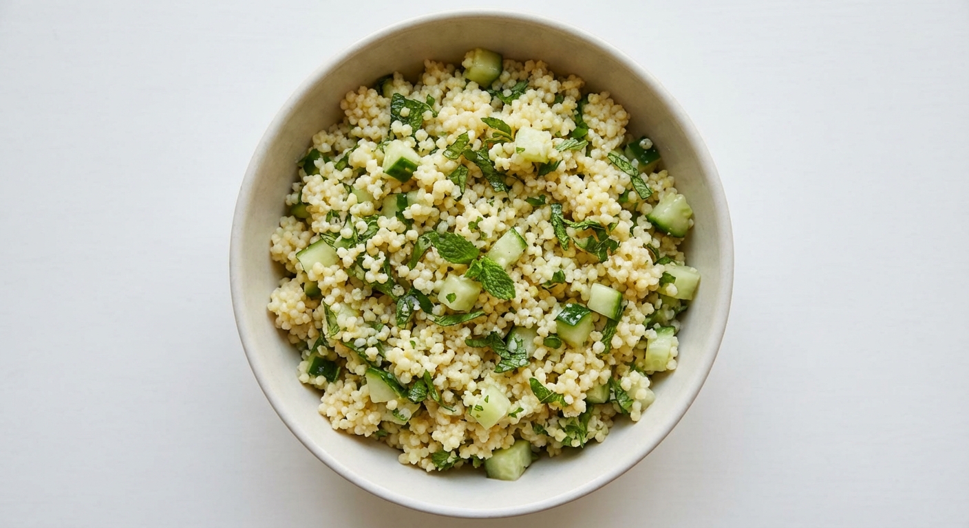 Sałatka z kaszy jaglanej, ogórka i mięty