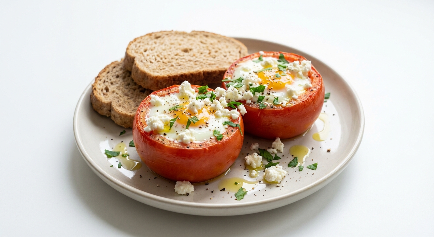 Zapiekane pomidory z jajkiem i twarogiem