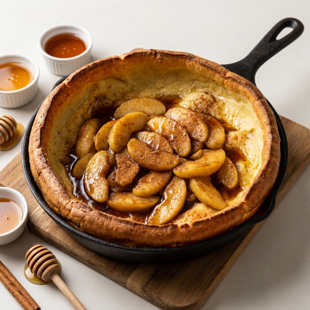 Holenderski Naleśnik z Jabłkiem, Miodem i Cynamonem