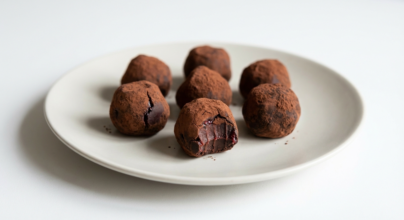 Malinowe Trufle z Gorzkiej Czekolady i Miodu