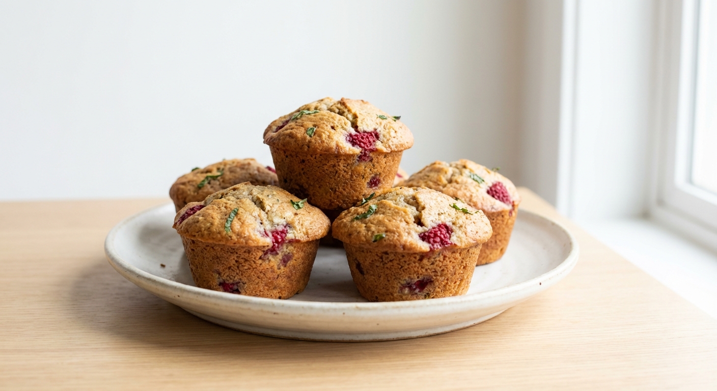 Malinowe Muffiny z Miodem i Miętą