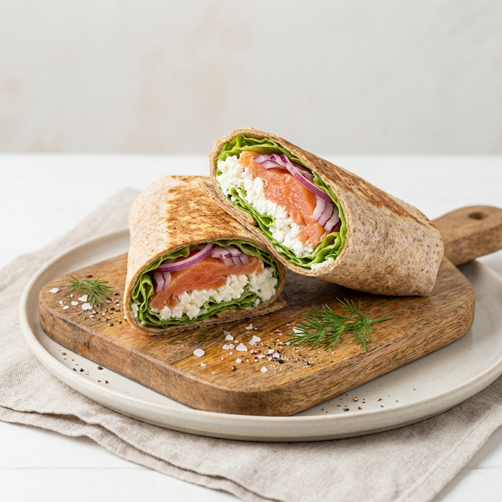 Wrap z Łososiem, Serkiem i Cebulą