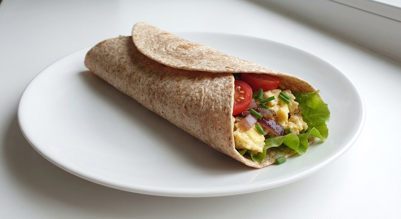 Tortilla z jajkiem, pomidorem i szczypiorkiem