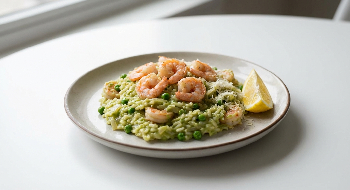 Kremowe Risotto z Awokado i Krewetkami