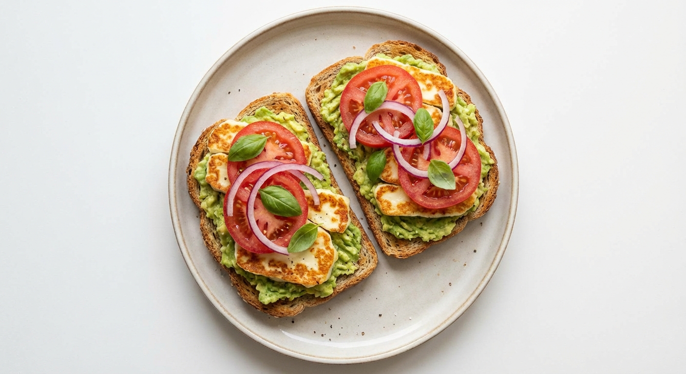 Tosty z Halloumi, Awokado i Pomidorem