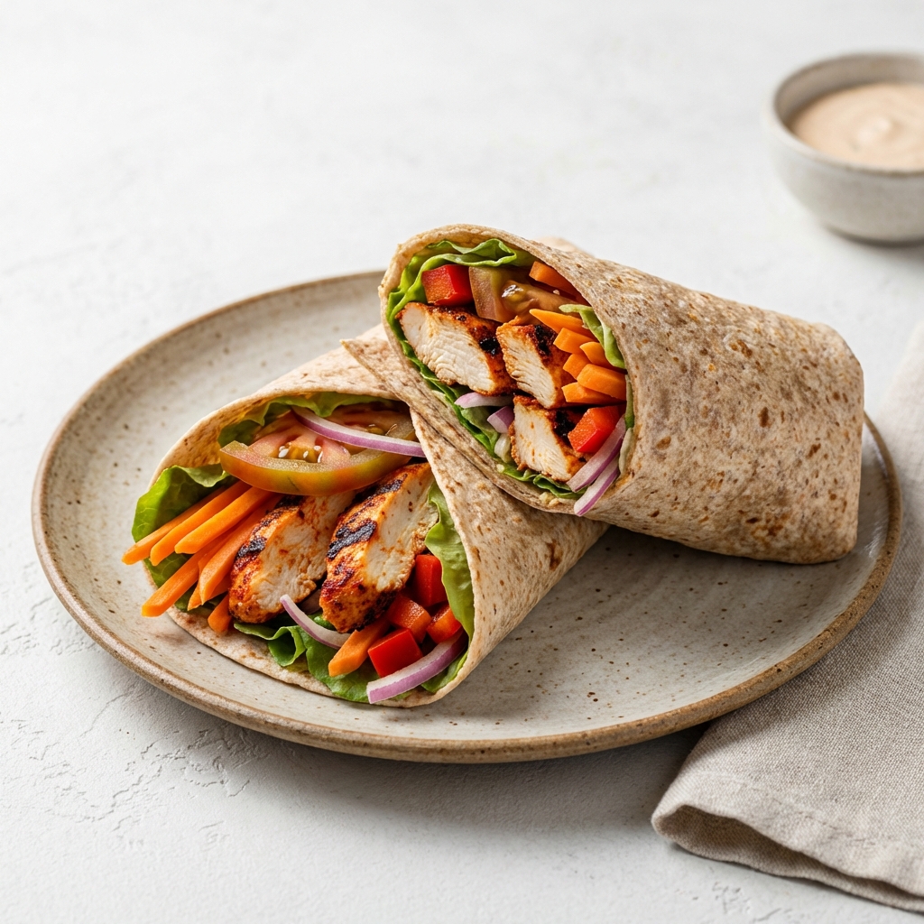 Wrap z kurczakiem, warzywami i tortillą
