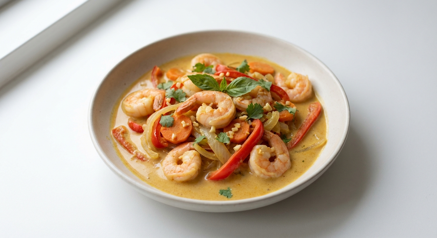Krewetki w Curry z Mleczkiem Kokosowym