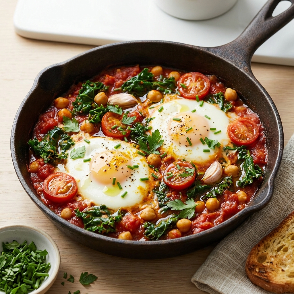Szakszuka z Jarmużem, Ciecierzycą i Pomidorami