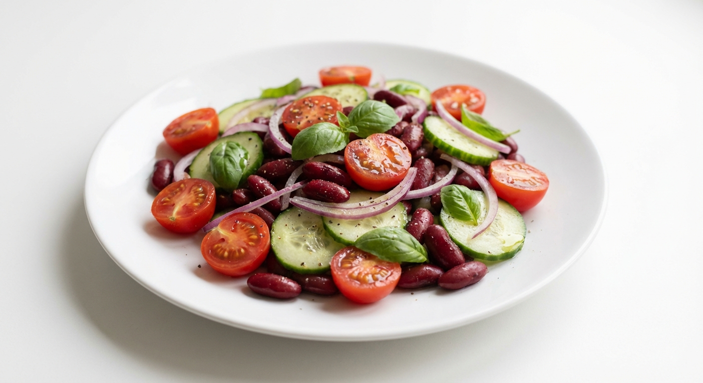 Sałatka z Fasoli, Pomidorów i Ogórka