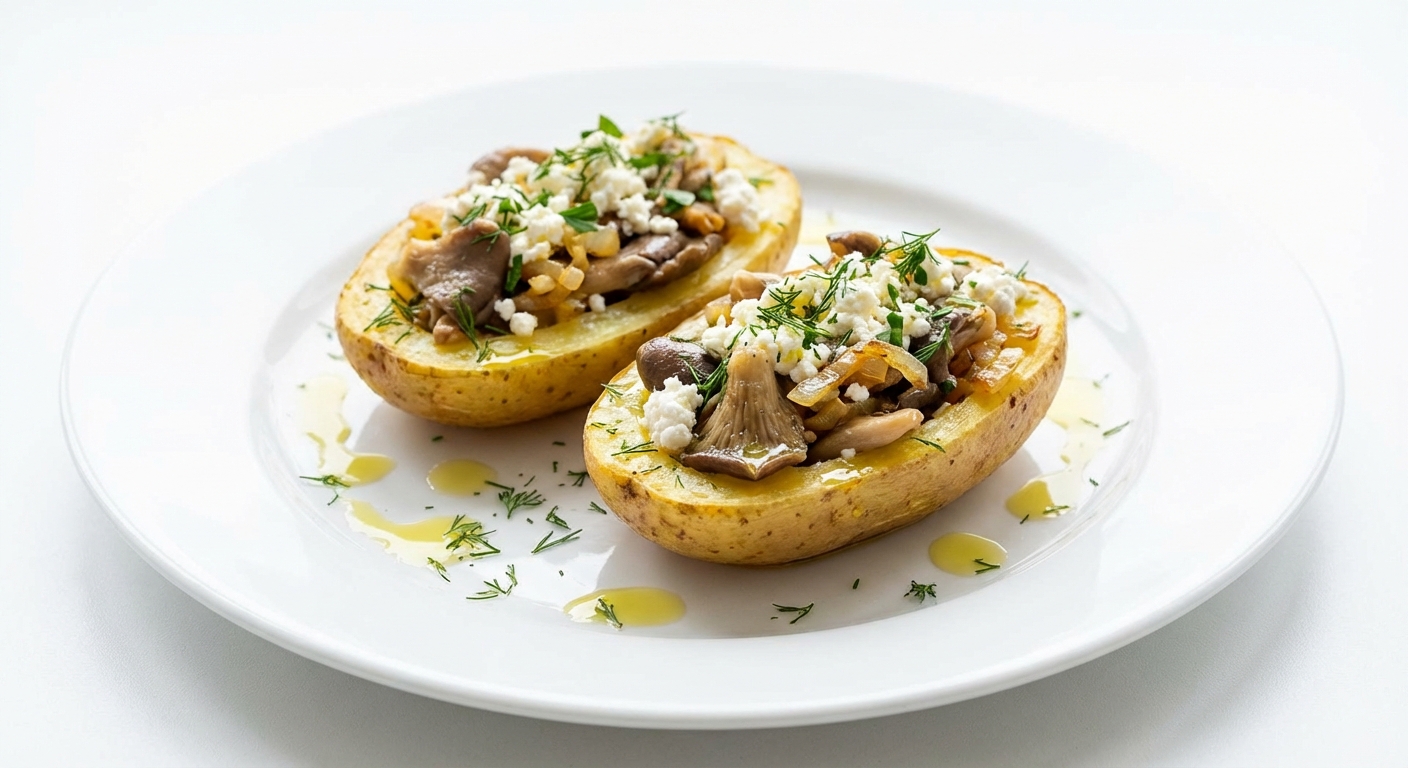 Ziemniaki z Boczniakami i Twarogiem