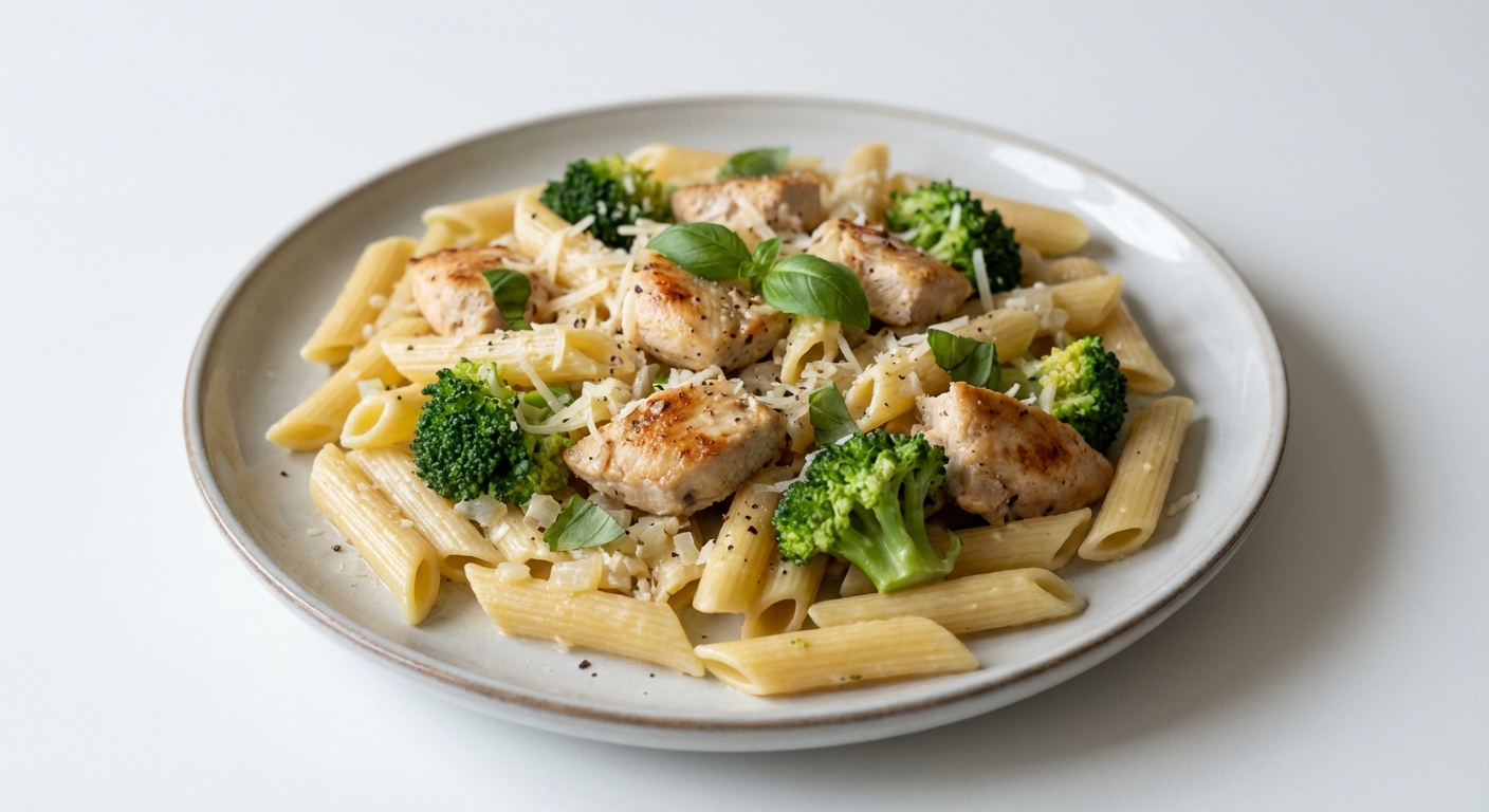 Penne z Kurczakiem, Brokułami i Parmezanem