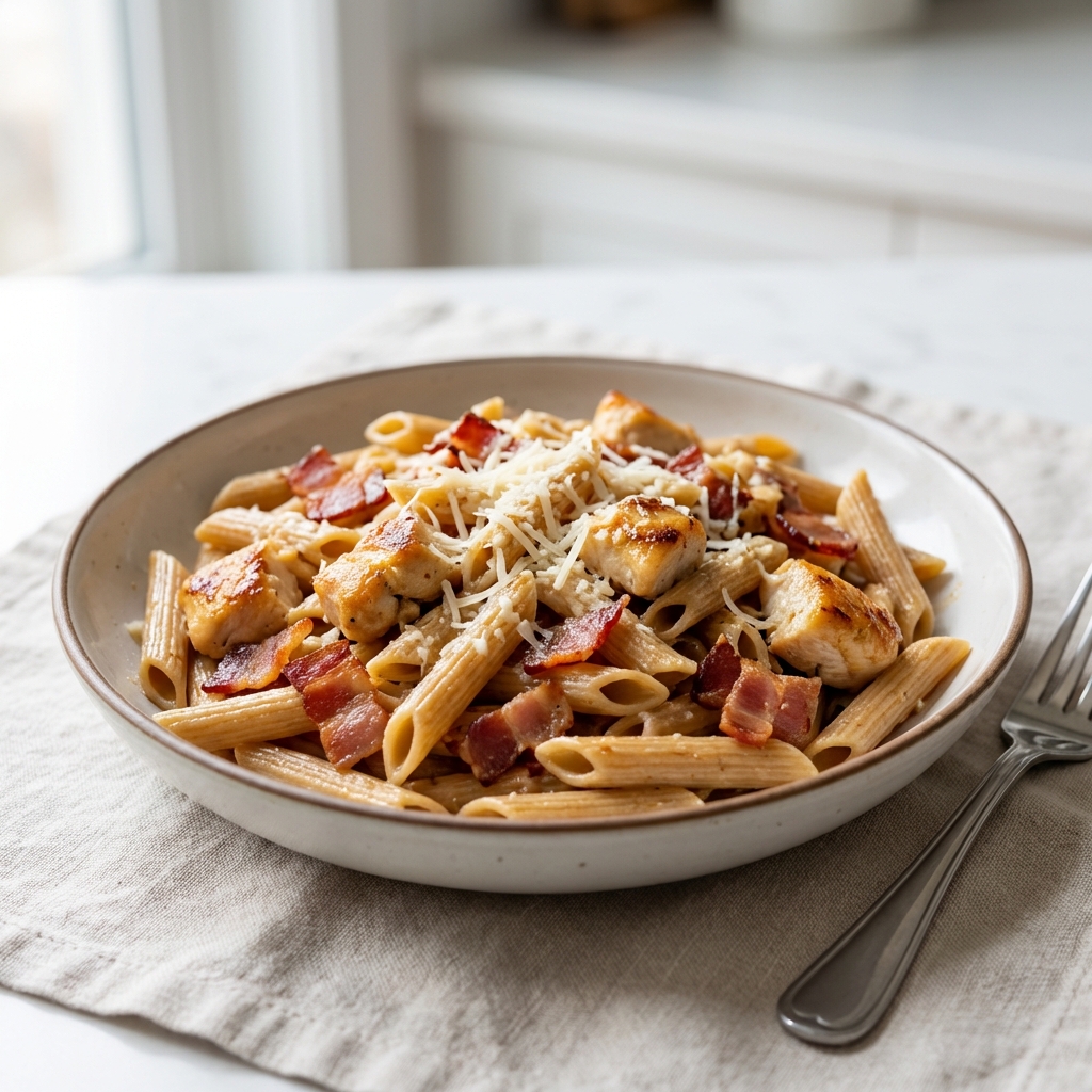 Penne, Bekon, Kurczak i Pecorino