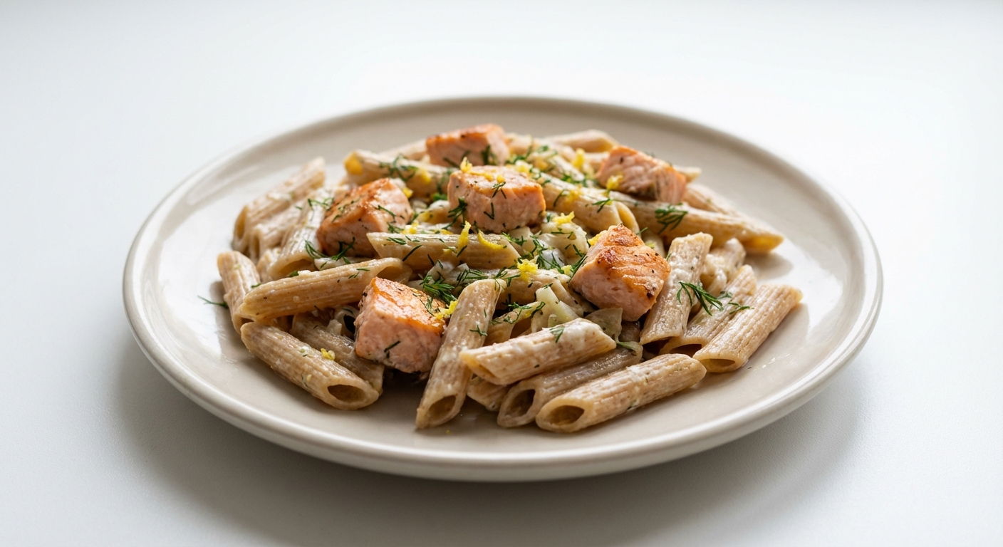 Penne z Łososiem, Koperkiem i Cytryną