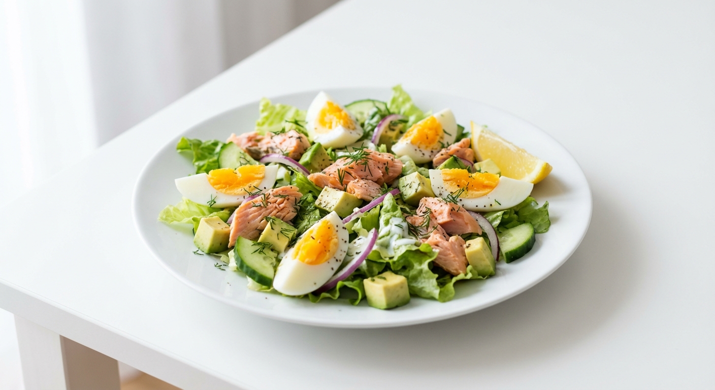 Sałatka z Łososiem, Jajkiem i Awokado