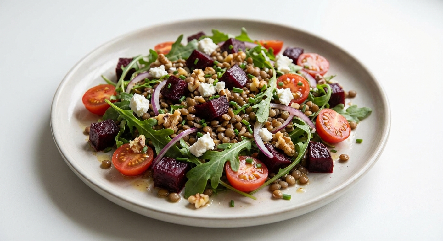 Sałatka z Soczewicy, Buraka i Koziego Sera