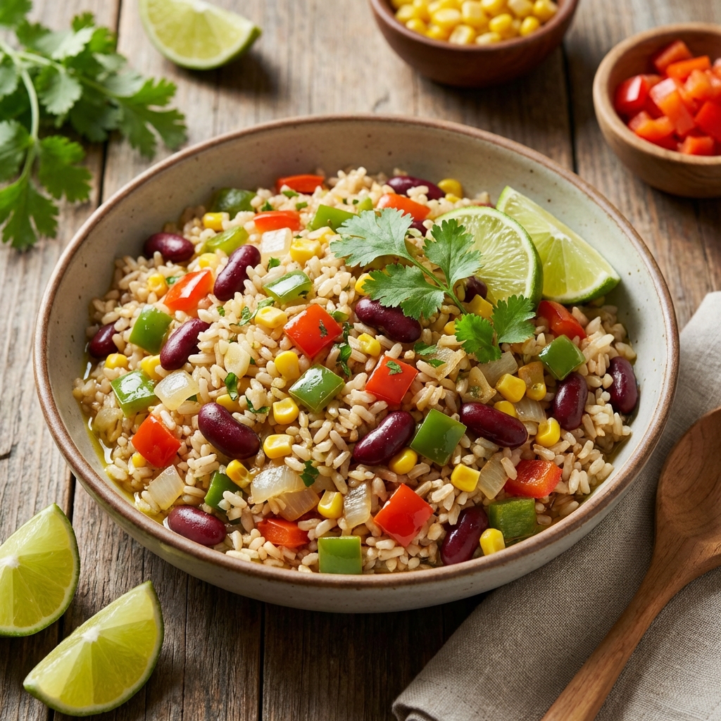 Ryż z Fasolą, Kukurydzą i Papryką