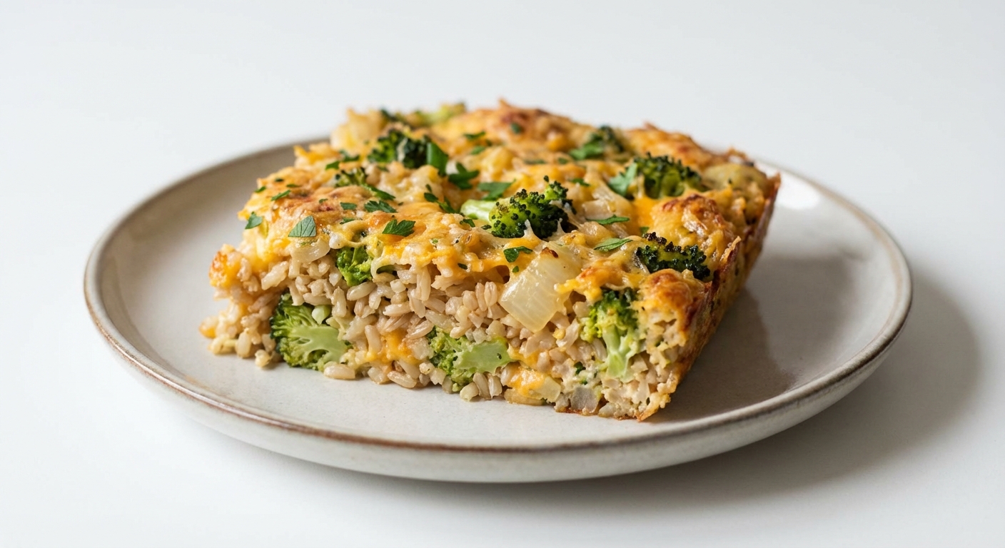 Zapiekanka z Ryżu, Brokułów i Cheddara