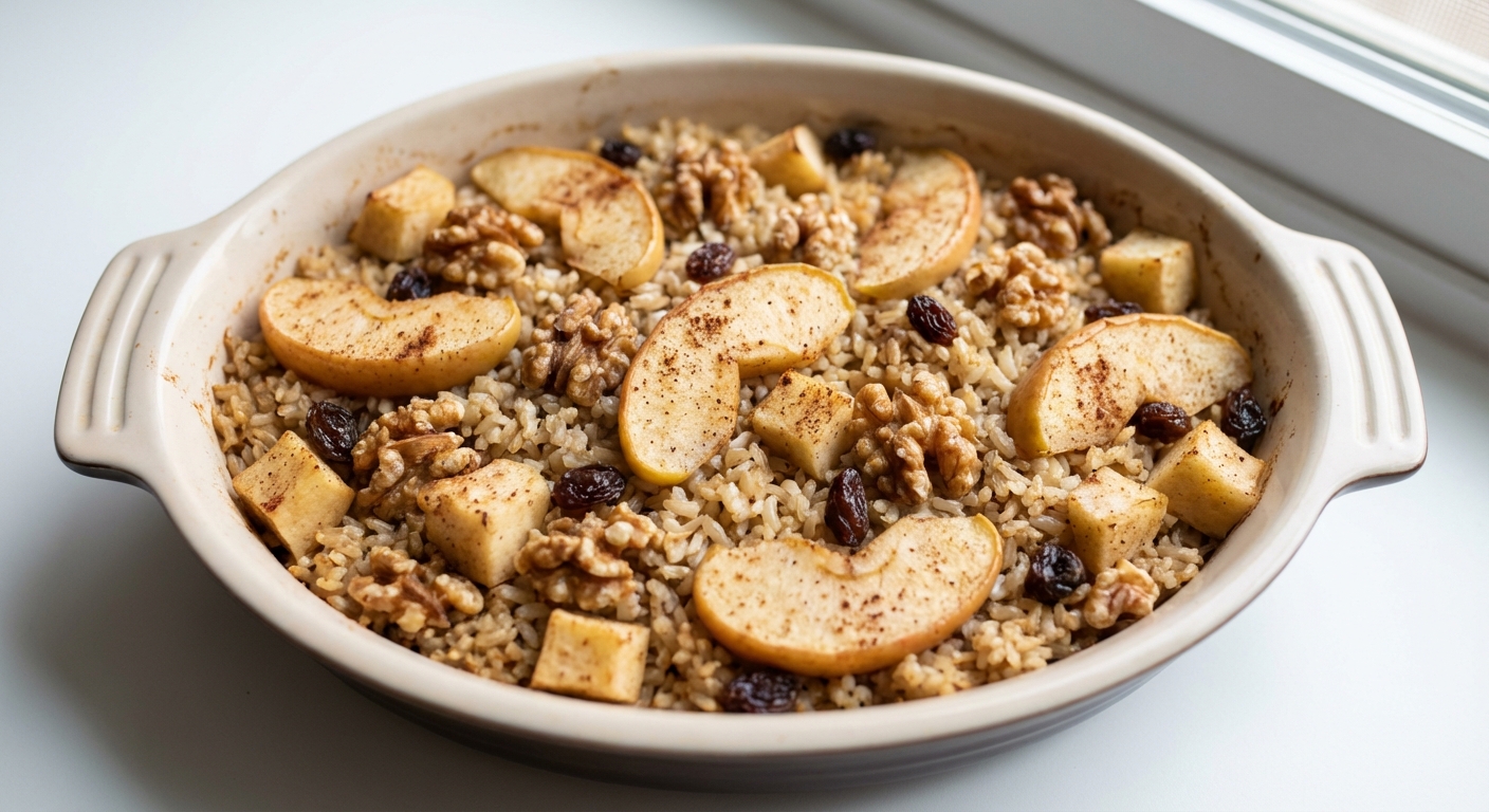 Ryż Brązowy Zapiekany z Jabłkami